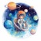 Super Adorable Space Galaxy Nursery Art. Generative AI