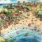 Super Adorable Summer Beach Nursery Art. Generative AI