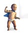 Super Baby Lifting Edge of Blank Sign - with clipping path