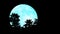 Super blue moon rise back silhouette top coconut trees on night sky time lapse