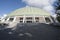 Super Bock arena, Rosa Mota pavilion. Sports arena. Old crystal palace. Blue sky with clouds