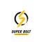 Super bolt lightning logo icon symbol with circle frame in dry brush ink stroke style simple abstract rough hand drawing