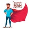 Super Businessman Character Vector. Successful Superhero Businessman Standing. Young Professional Salesman, Programmer