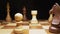 Super close Details of chess pieces that stand on a chessboard