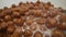 Super close up. milk is poured into breakfast cereals chocolate corn balls. Milk pouring into bowl with chocolate balls. Chocolate