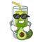 Super cool avocado smoothie on wooden cartoon table