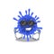 Super cool bacteria coronavirus mascot character wearing black glasses