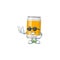 Super cool beer can cartoon drawing style wearing black glasses