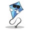 Super cool blue kite character cartoon