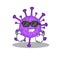Super cool bovine coronavirus mascot character wearing black glasses