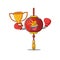 Super cool Boxing winner asian lantern in mascot cartoon style