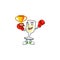 Super cool Boxing winner champagne glass in mascot cartoon style