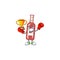 Super cool Boxing winner champagne red bottle in mascot cartoon style