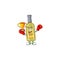 Super cool Boxing winner champagne yellow bottle in mascot cartoon style