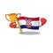 Super cool Boxing winner flag croatia Scroll in mascot cartoon design