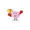 Super cool Boxing winner pink love balloon in mascot cartoon style