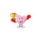 Super cool Boxing winner pink love in mascot cartoon style