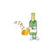 Super cool champagne green bottle cartoon character performance with trumpet