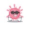 Super cool corona virus germ mascot character wearing black glasses