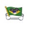Super cool flag brazil isolated with the cartoon