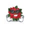 Super cool flower poinsettia character wearing black glasses