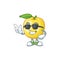 Super cool golden apple fruit cartoon on white background