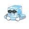 Super cool ice cube character wearing black glasses