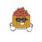 Super cool strawberry fruit box mascot character wearing black glasses