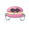 Super cool strawberry macarons character wearing black glasses