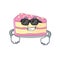 Super cool strawberry slice cake character wearing black glasses