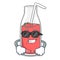 Super cool strawberry smoothie character cartoon