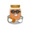 Super cool walnut butter character wearing black glasses