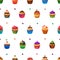 Super cupcake seamless pattern. Chocolate and