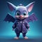 Super Cute 3d Cartoon Bat With Bat Wings On Blue Background