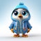 Super Cute 3d Cartoon Blue Bird In Urban Clothes