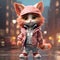 Super Cute 3d Cartoon Cat In Urban Clothing