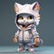 Super Cute 3d Cartoon Cat Wearing Urban Clothes