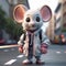 Super Cute 3d Cartoon Mouse Walking In Urban Clothes