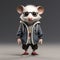 Super Cute 3d Cartoon Opossum In Urban Clothes