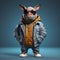 Super Cute 3d Cartoon Rhinoceros In Urban Clothes