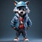 Super Cute 3d Cartoon Wolf In Urban Clothes