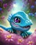 Super Cute Blue Baby Dragon Graphic