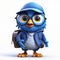 Super Cute Blue Bird With Glasses And Backpack - Playful Character Design