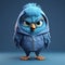 Super Cute Blue Bird In Urban Clothes - 3d Cartoon Character