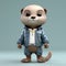 Super Cute Cartoon Otter In Urban Clothes - 3d Zbrush Toy-like Proportions