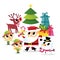 Super Cute Cartoon Santa And Elves Christmas Party