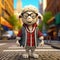 Super Cute Cartoon Sheep Wearing Glasses Walking Down The Street