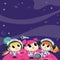 Super Cute Cartoon Space Adventure Copy Space Background