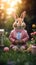 Super cute Easter bunny wearing pink tweed blazer.