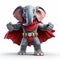 Super Cute Elephant Superhero With Red Cape - Photorealistic Rendering